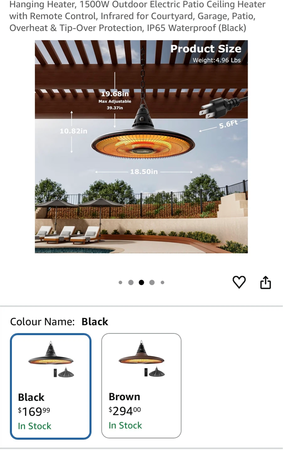 Outdoor Electric Patio Ceiling Heater with Remote - photo 3