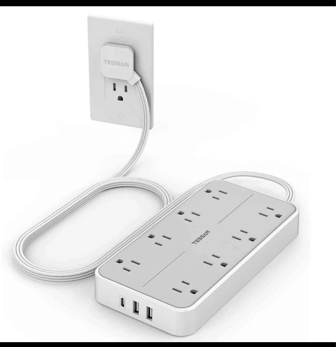TESSAN Power Strip with 3 USB Ports and 6 AC Outlets - photo 2