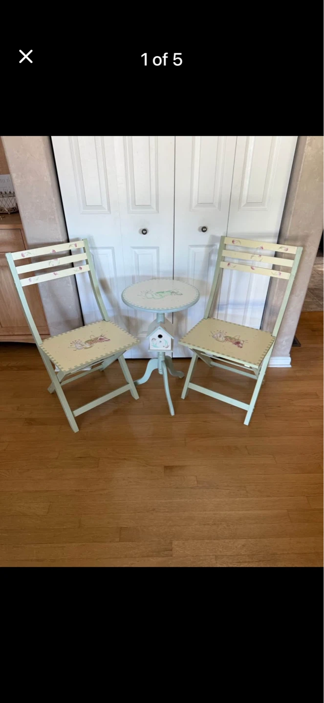 Hand-Painted Garden indoor wooden bistro set