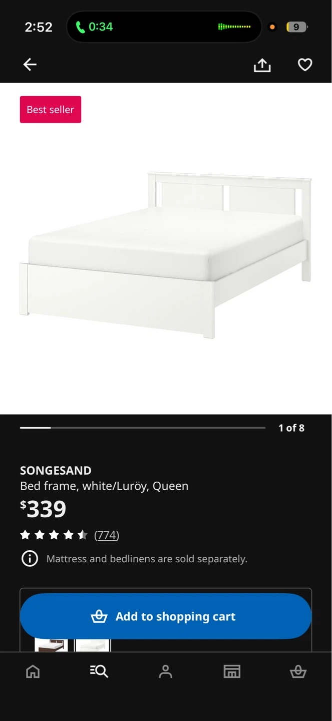 IKEA SONGESAND Queen Bed Frame, White