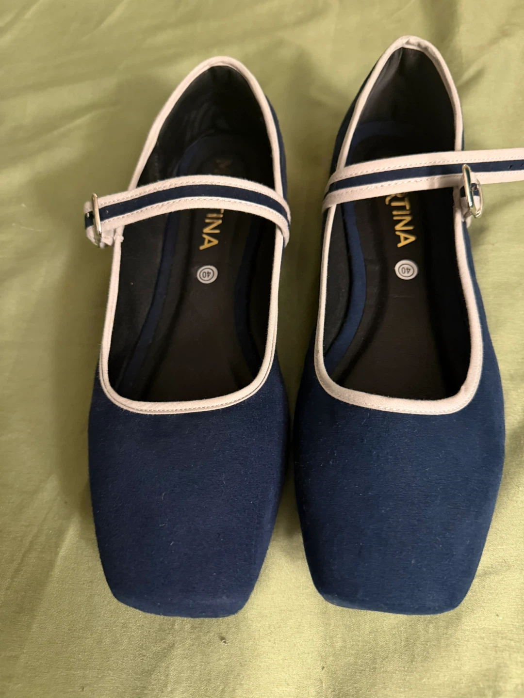 Martina Mary Jane Flats Size 40 Navy Blue