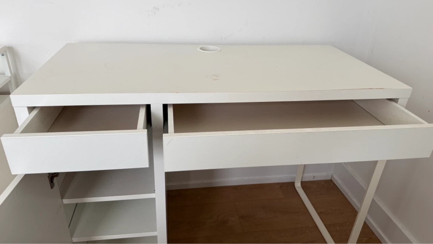 IKEA MICKE White Desk with Drawers and Cabinet - photo 4