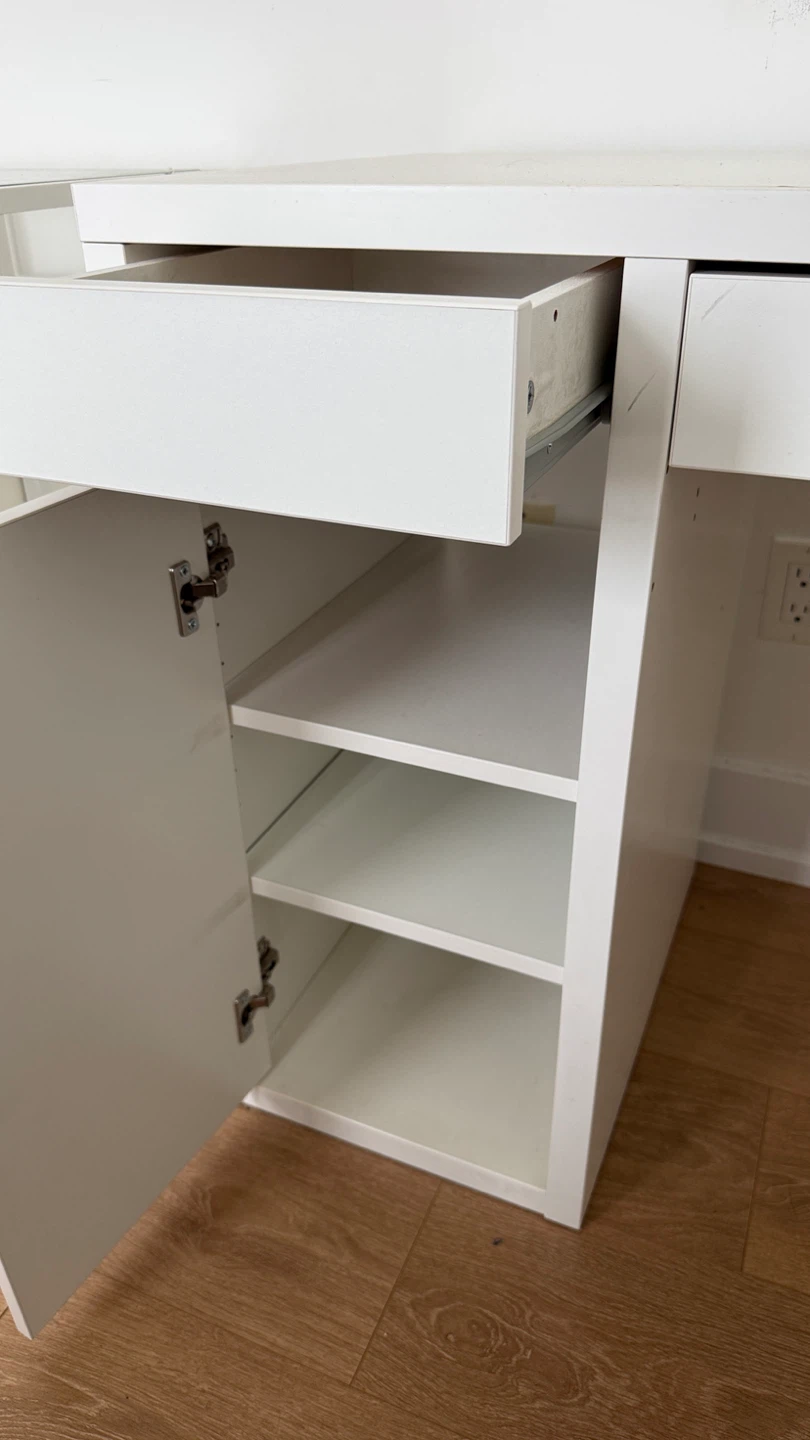 IKEA MICKE White Desk with Drawers and Cabinet - photo 2