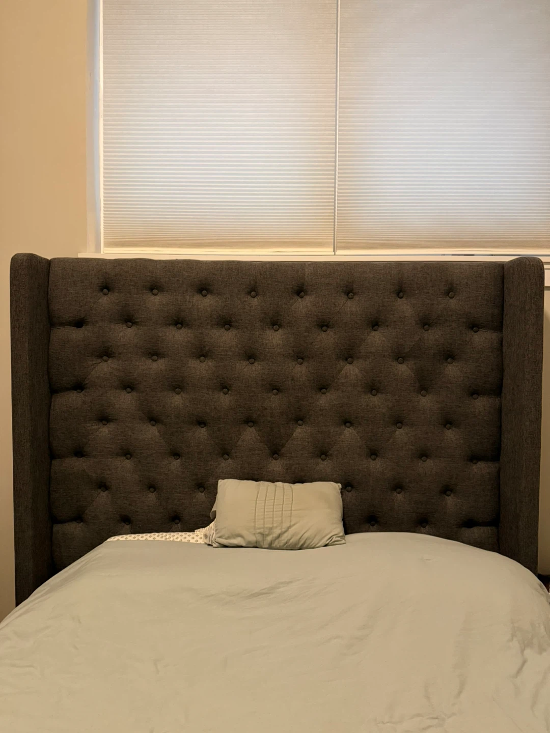 Queen Size Tufted Wingback Headboard and Bed Frame