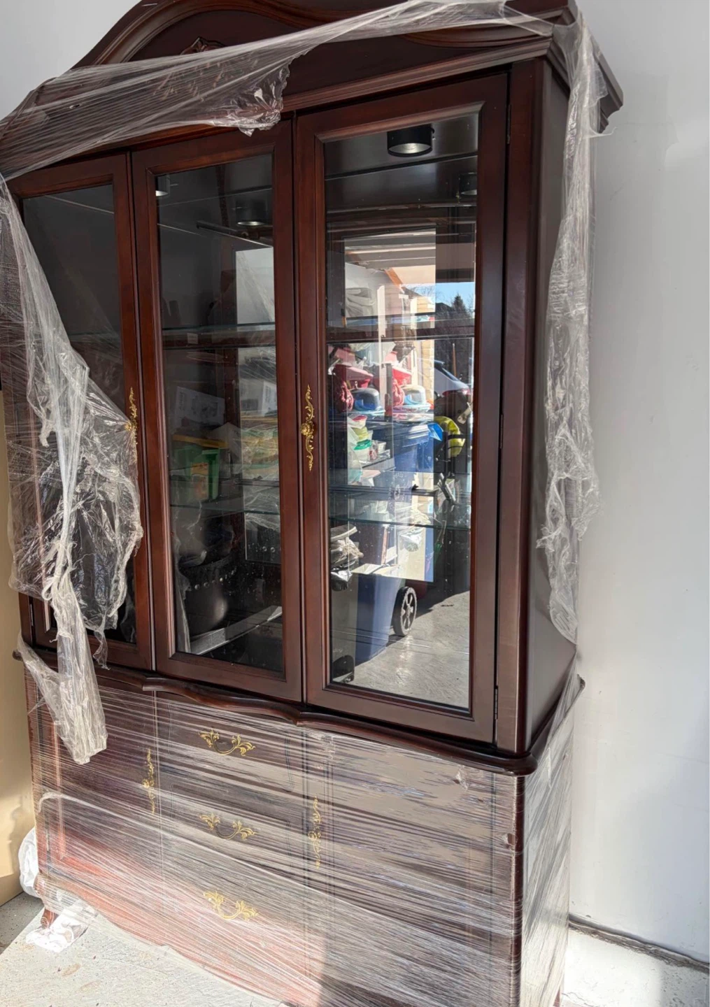Mahogany China Cabinet with Glass Doors and Drawers - photo 2