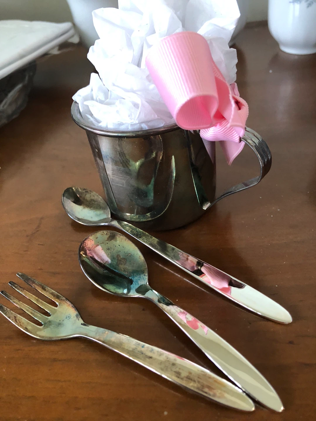 Silver cup and 3 pc cutlery - photo 2