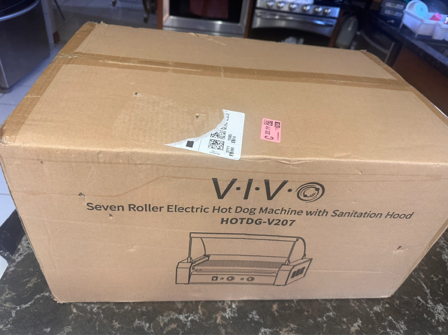VIVO Seven Roller Electric Hot Dog with sanitation hood