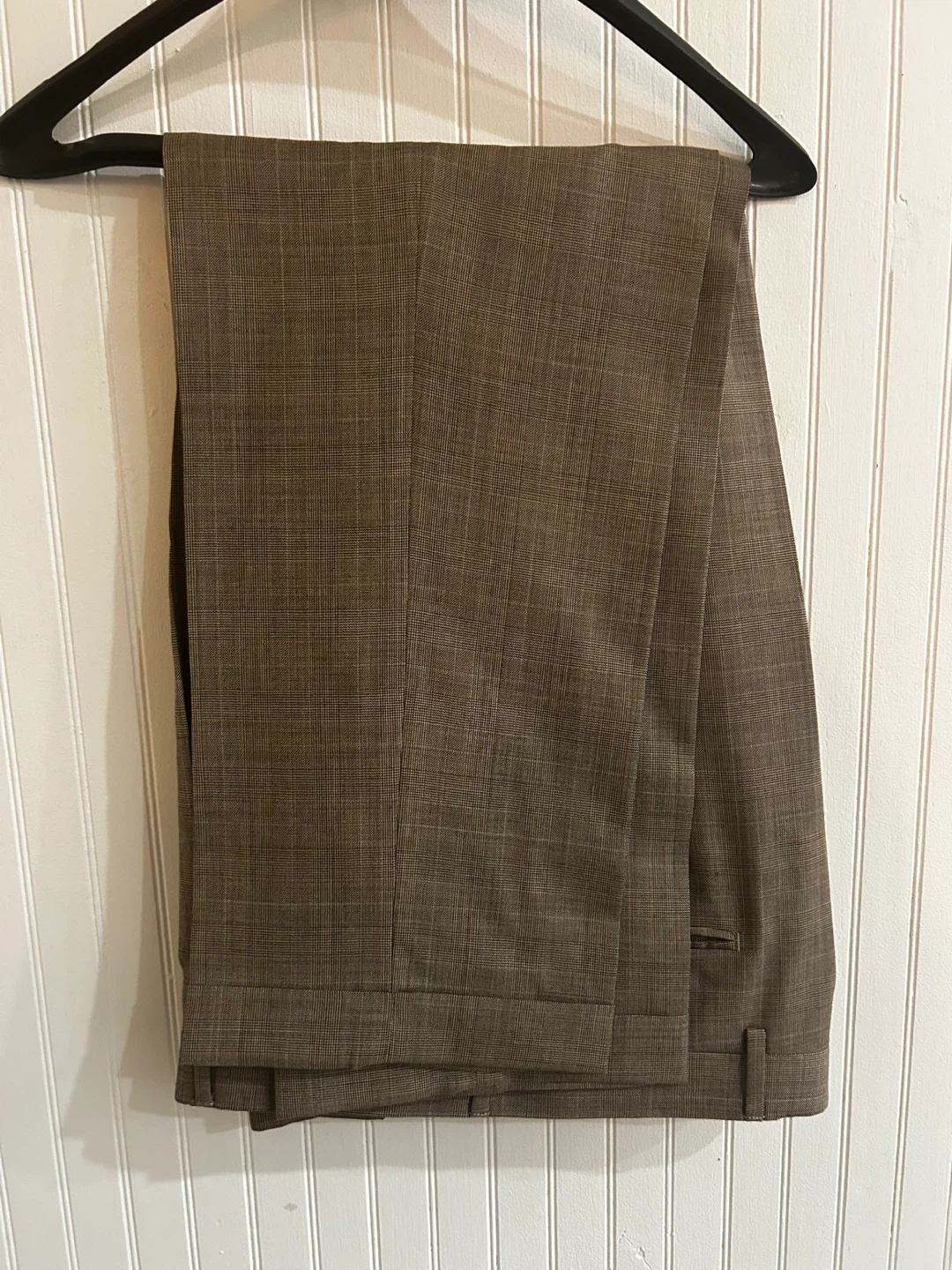 Men’s Wool Suit 42R 34x30 Brown Plaid Set - photo 4