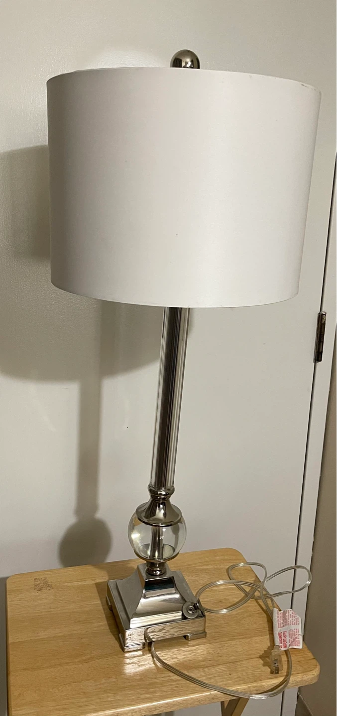 🌱 Large Elegant Crystal Glass Table Lamp with Off-White Shade - photo 2