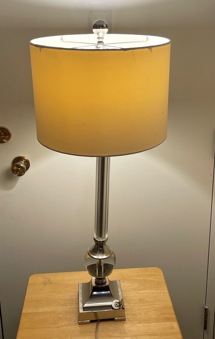 🌱 Large Elegant Crystal Glass Table Lamp with Off-White Shade - photo 5