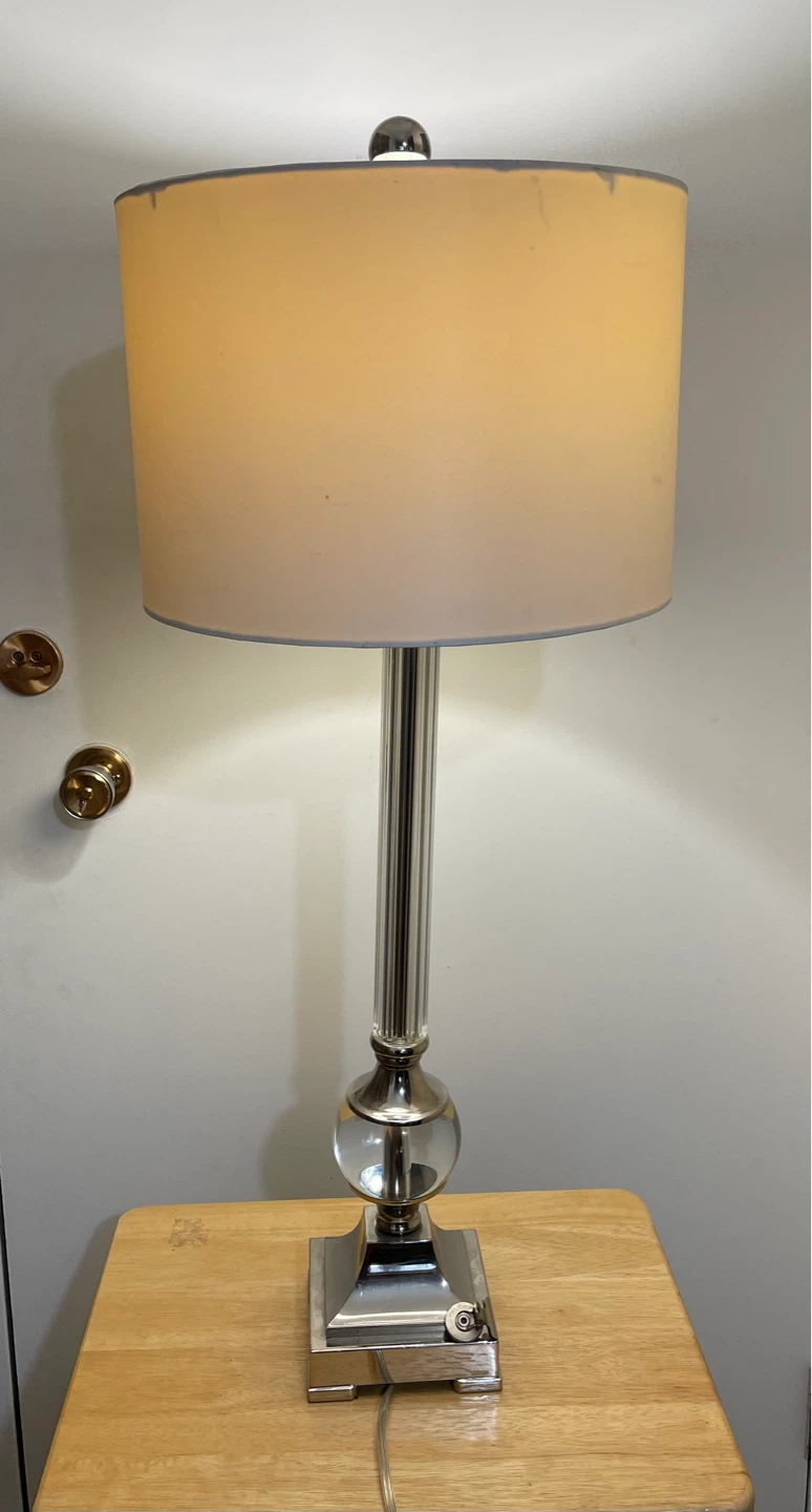 🌱 Large Elegant Crystal Glass Table Lamp with Off-White Shade - photo 3
