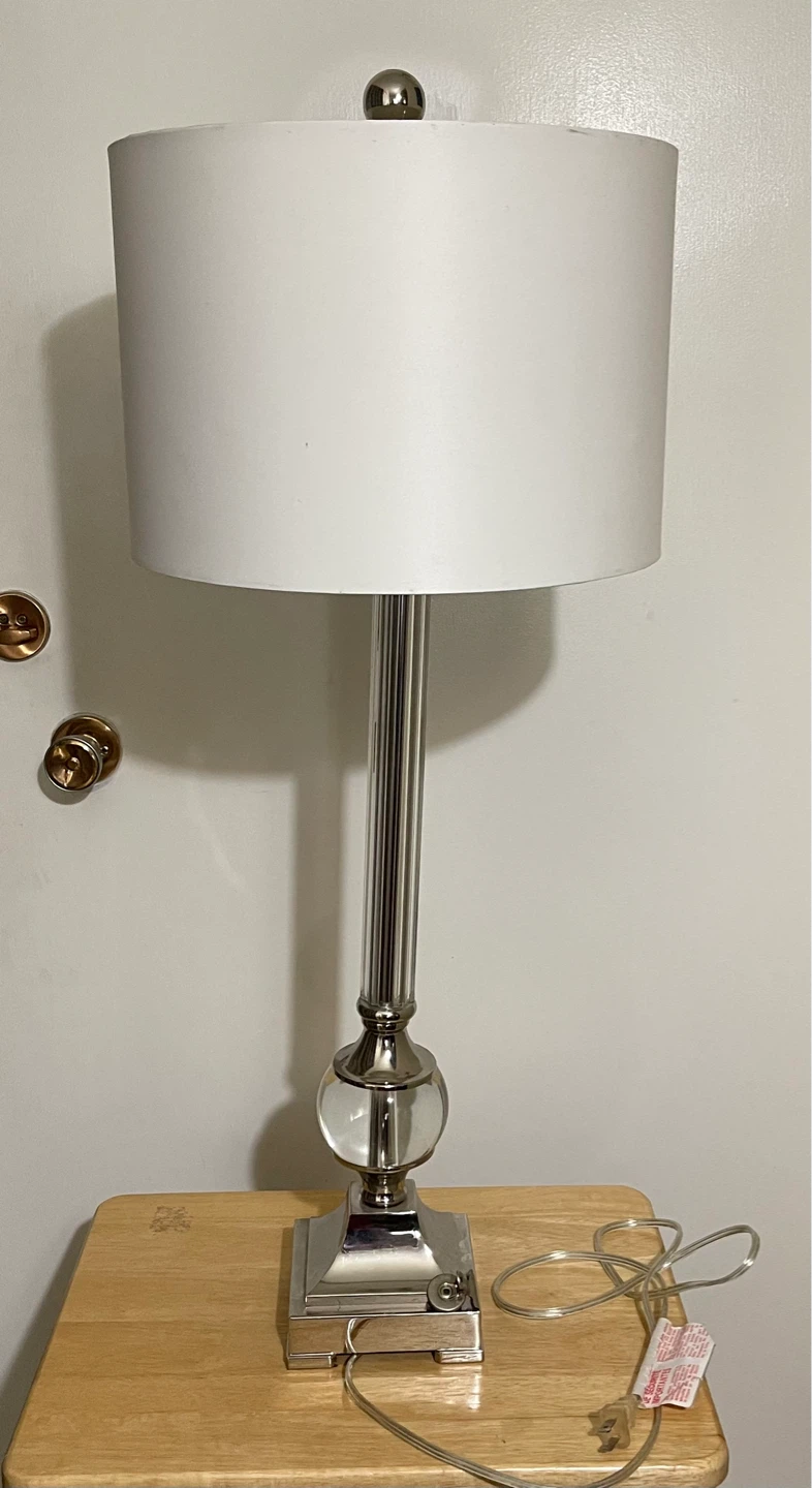 🌱 Large Elegant Crystal Glass Table Lamp with Off-White Shade