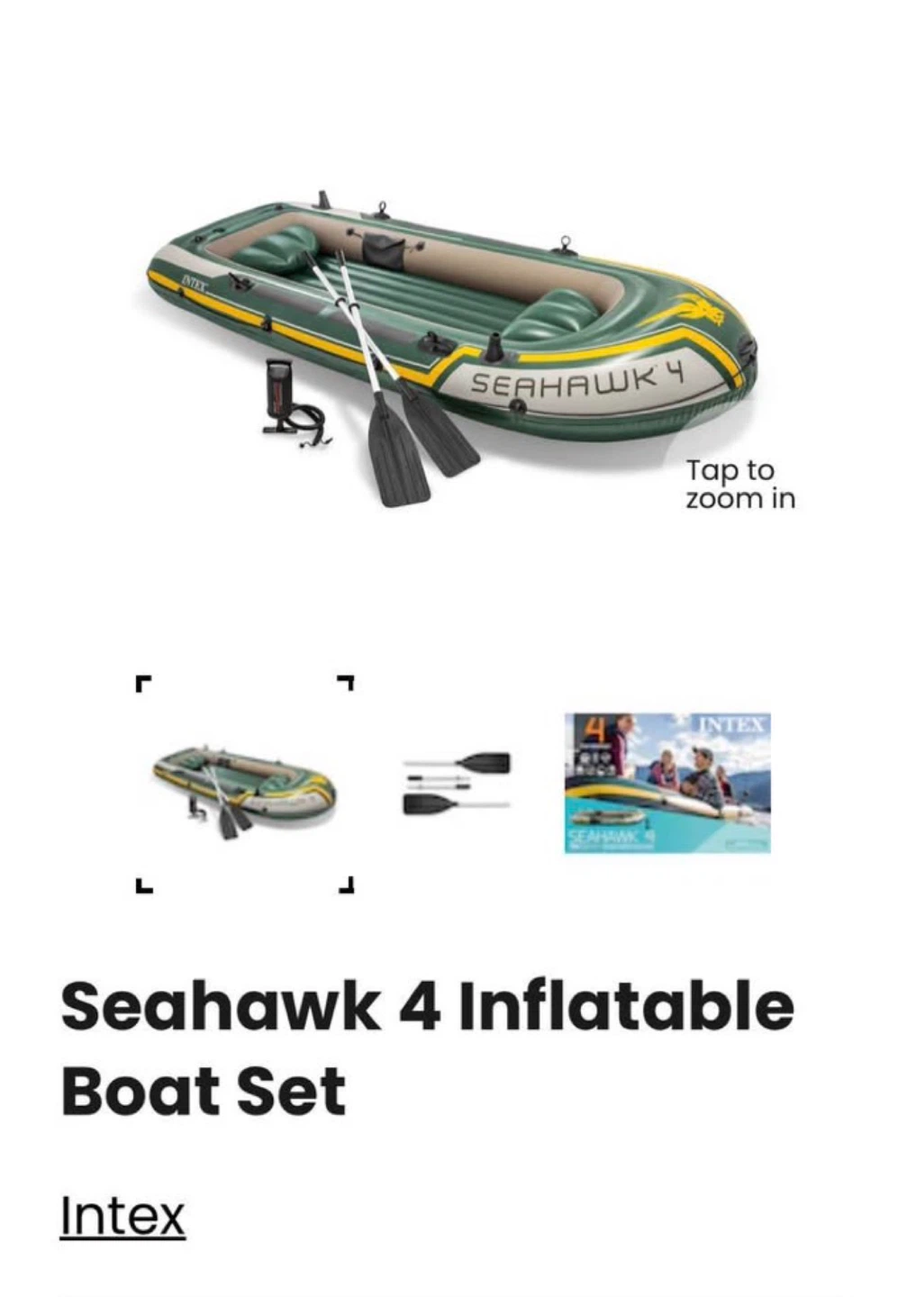 Intex Seahawk 4 Inflatable Boat Set with Oars and Pump