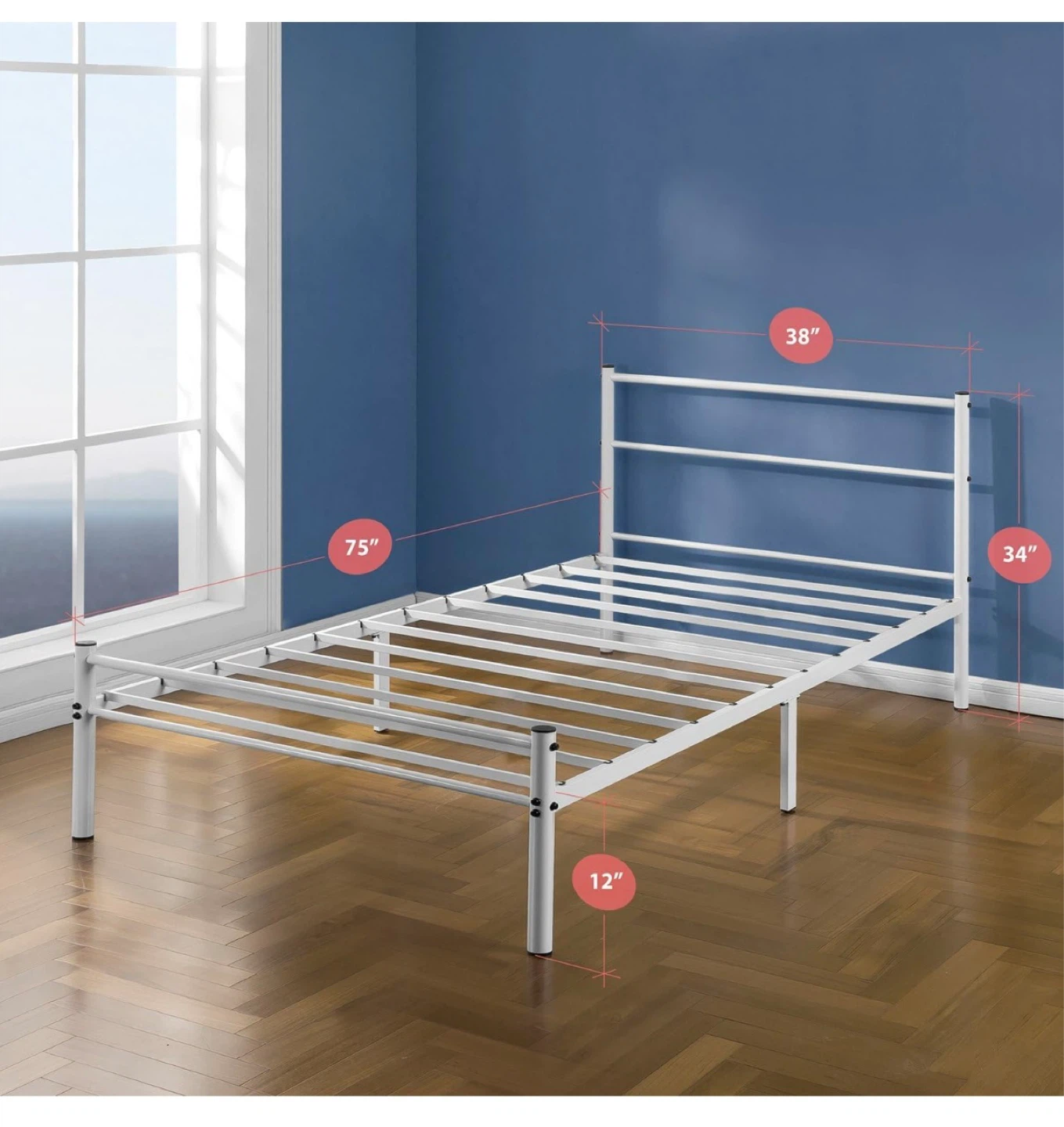 White Metal Twin Bed Frame - photo 3