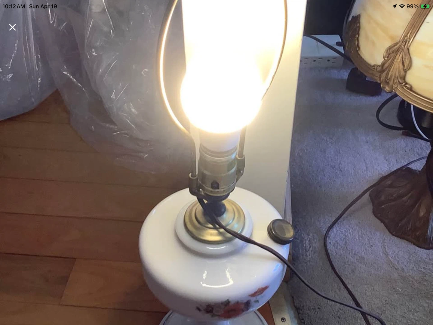 Vt Aladdin Model B Decalomania Alacite Ivory Glass Lamp 🐞 - photo 4