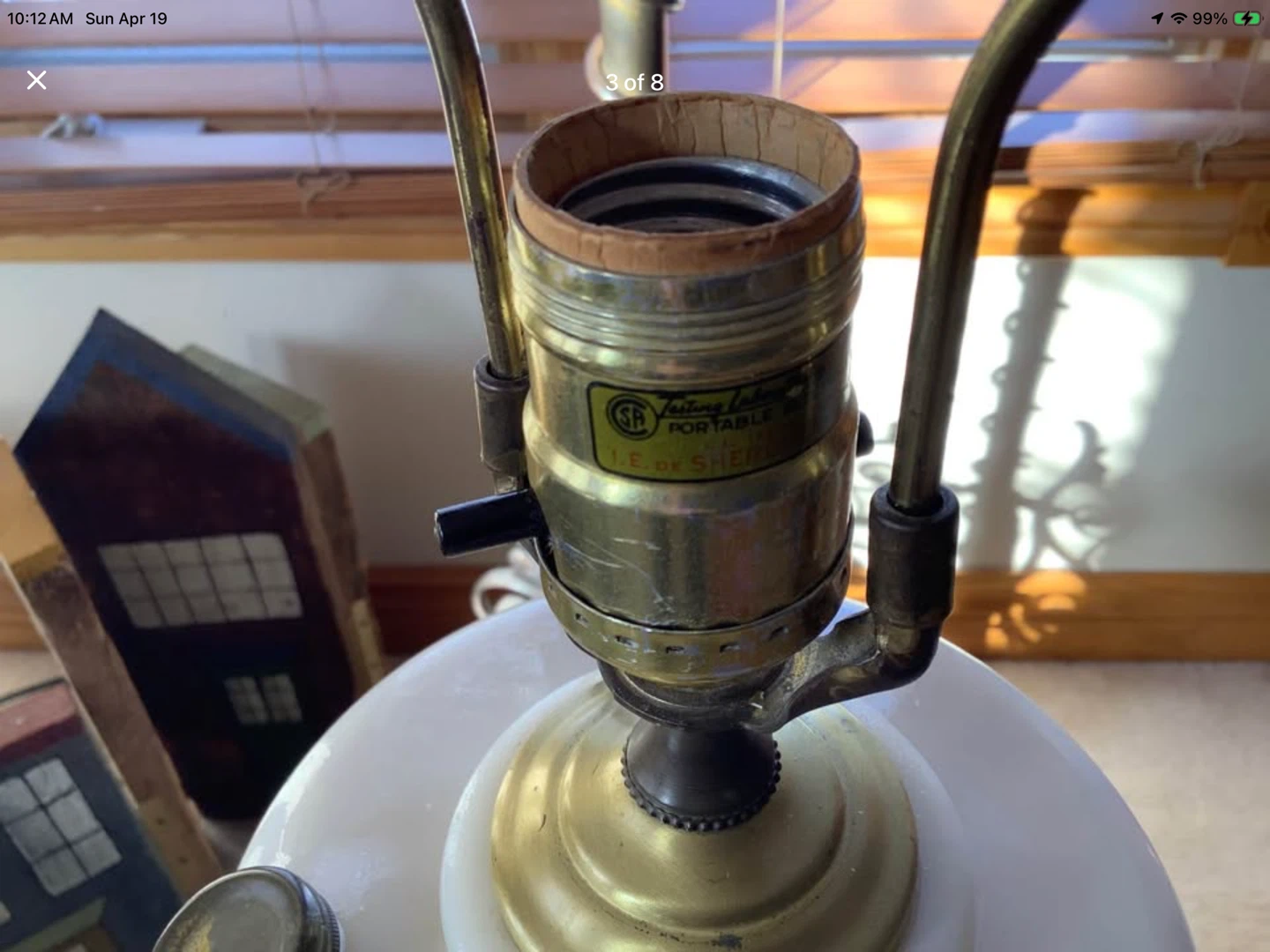 Vt Aladdin Model B Decalomania Alacite Ivory Glass Lamp 🐞 - photo 3