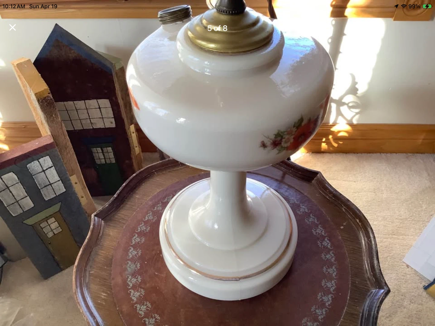 Vt Aladdin Model B Decalomania Alacite Ivory Glass Lamp 🐞 - photo 5