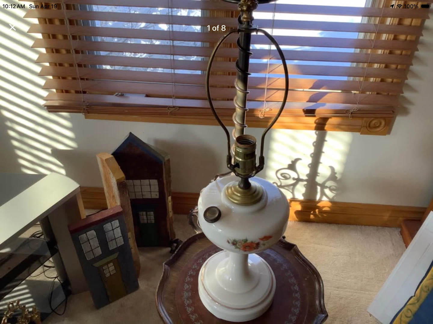 Vt Aladdin Model B Decalomania Alacite Ivory Glass Lamp 🐞