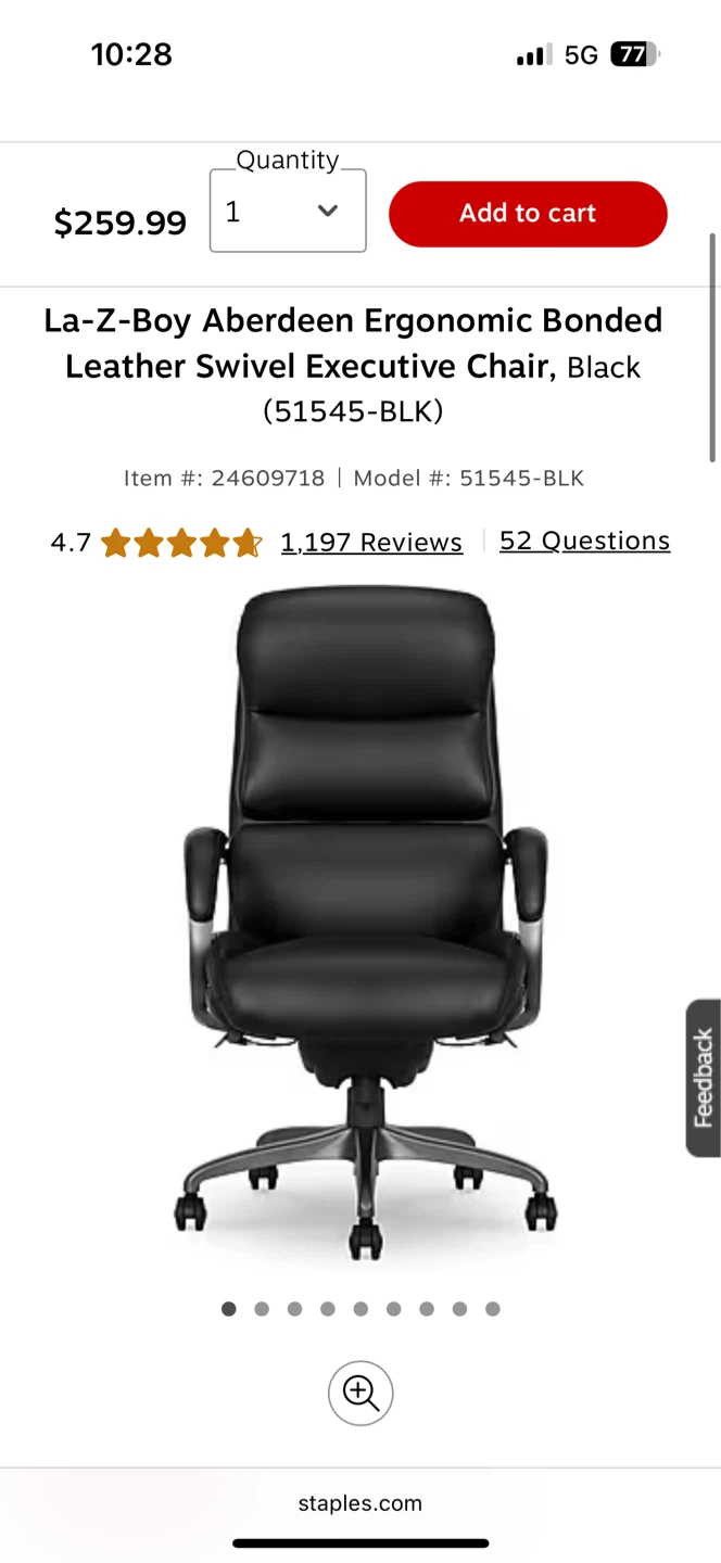 Selling La-Z-Boy Aberdeen Ergonomic Bonded Leather Chair