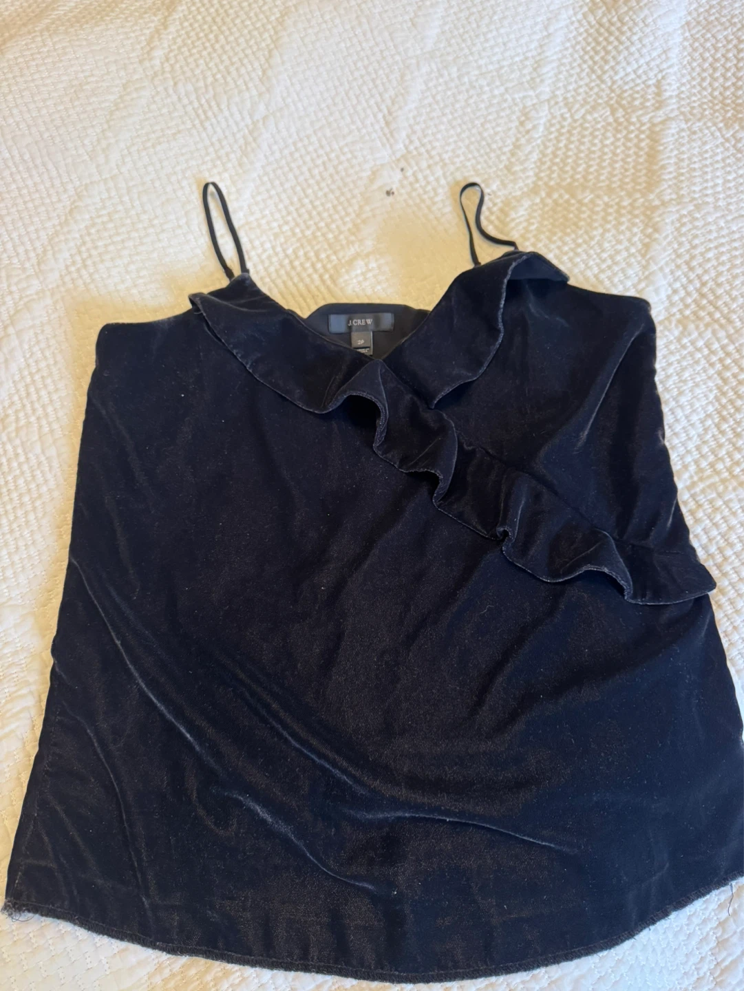 J.Crew Black Velvet Ruffle Cami Top Size 2P
