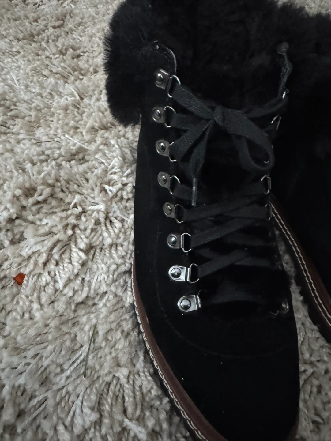 Kate Spade Black Suede Fur Trim Winter Boots - Size 7 1/2 - photo 3