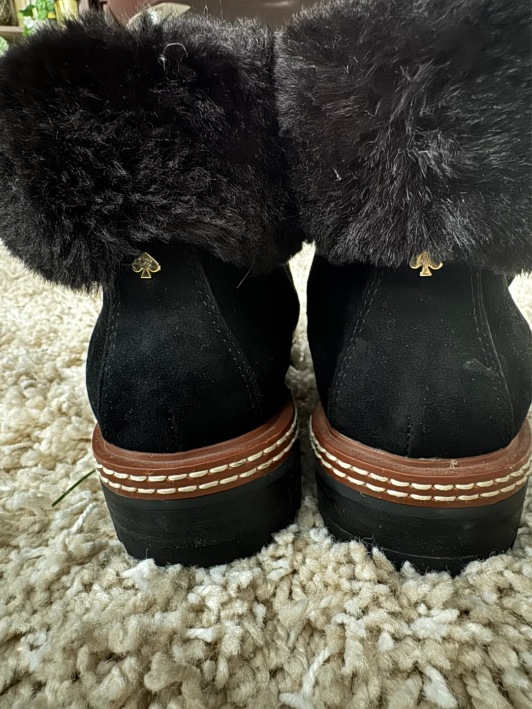 Kate Spade Black Suede Fur Trim Winter Boots - Size 7 1/2 - photo 4