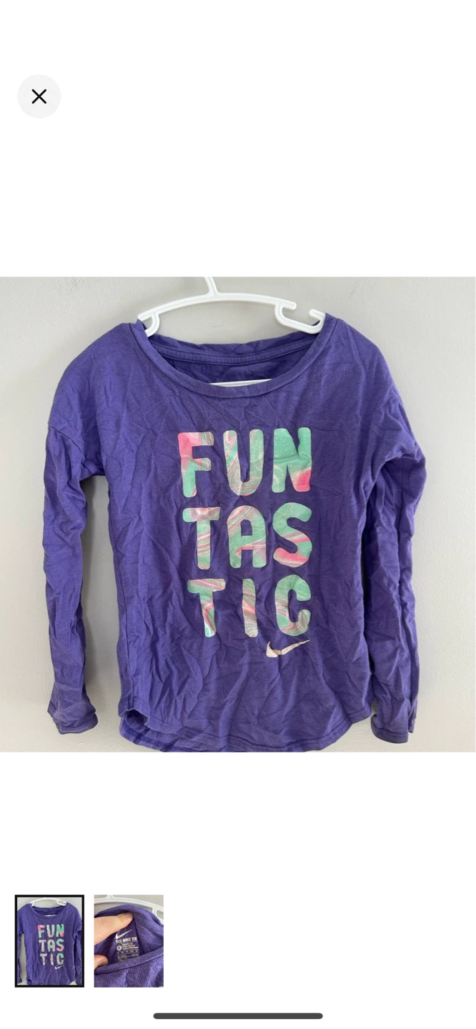 Nike "Fun Tastic" Long Sleeve T-Shirt Purple Size XS (4)