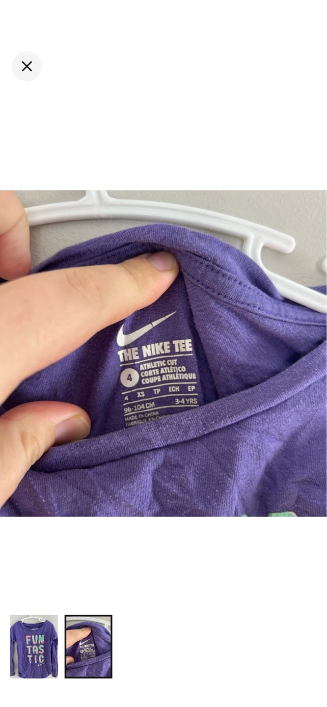 Nike "Fun Tastic" Long Sleeve T-Shirt Purple Size XS (4) - photo 2