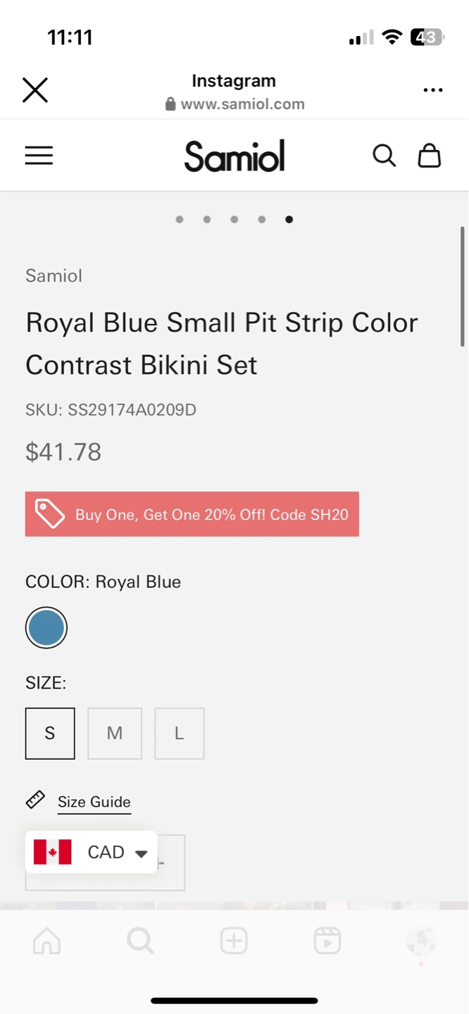 Samiol Royal Blue Contrast Bikini Set - Small - photo 4
