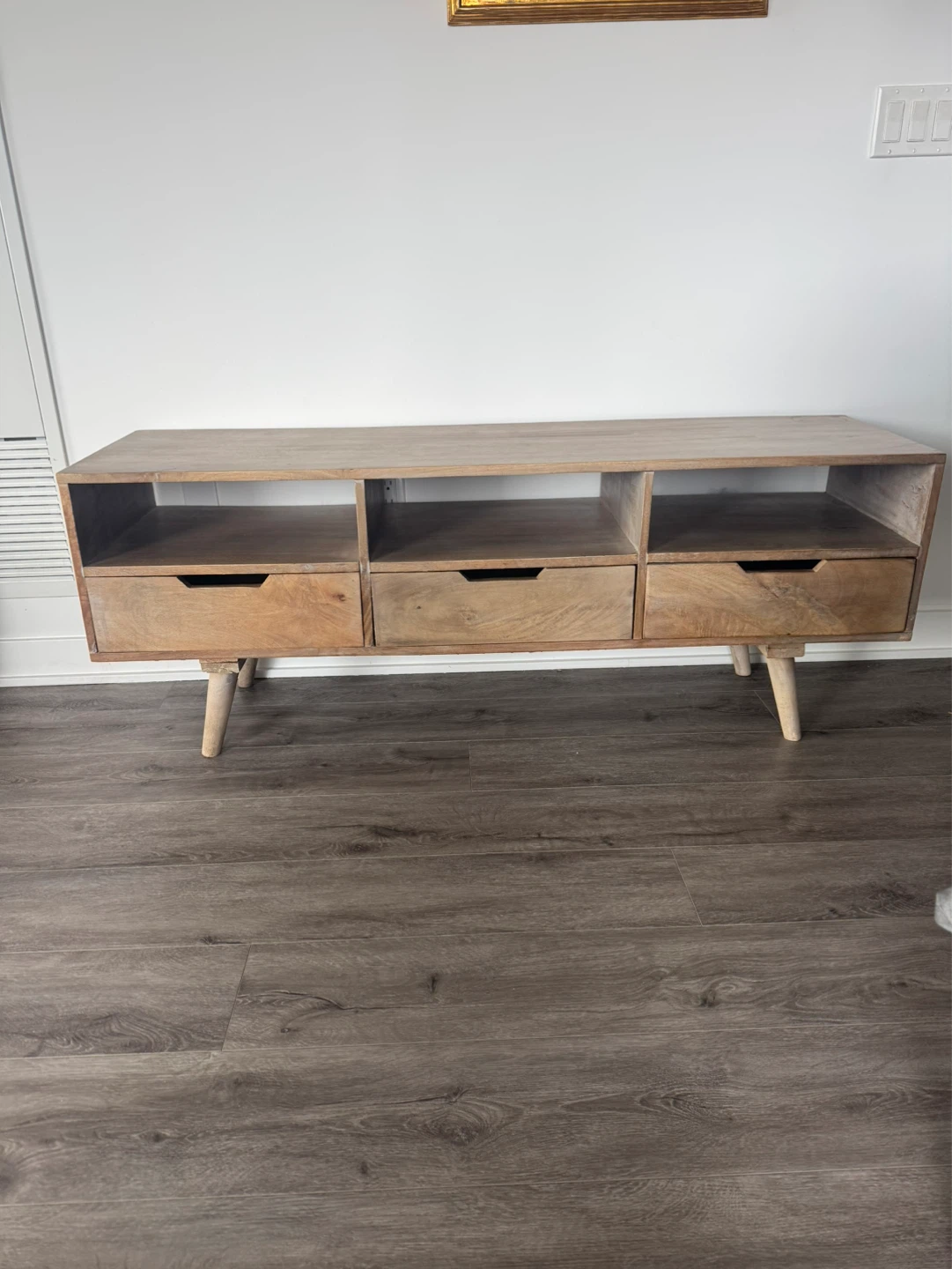 Acacia Wood TV console with 3 drawers