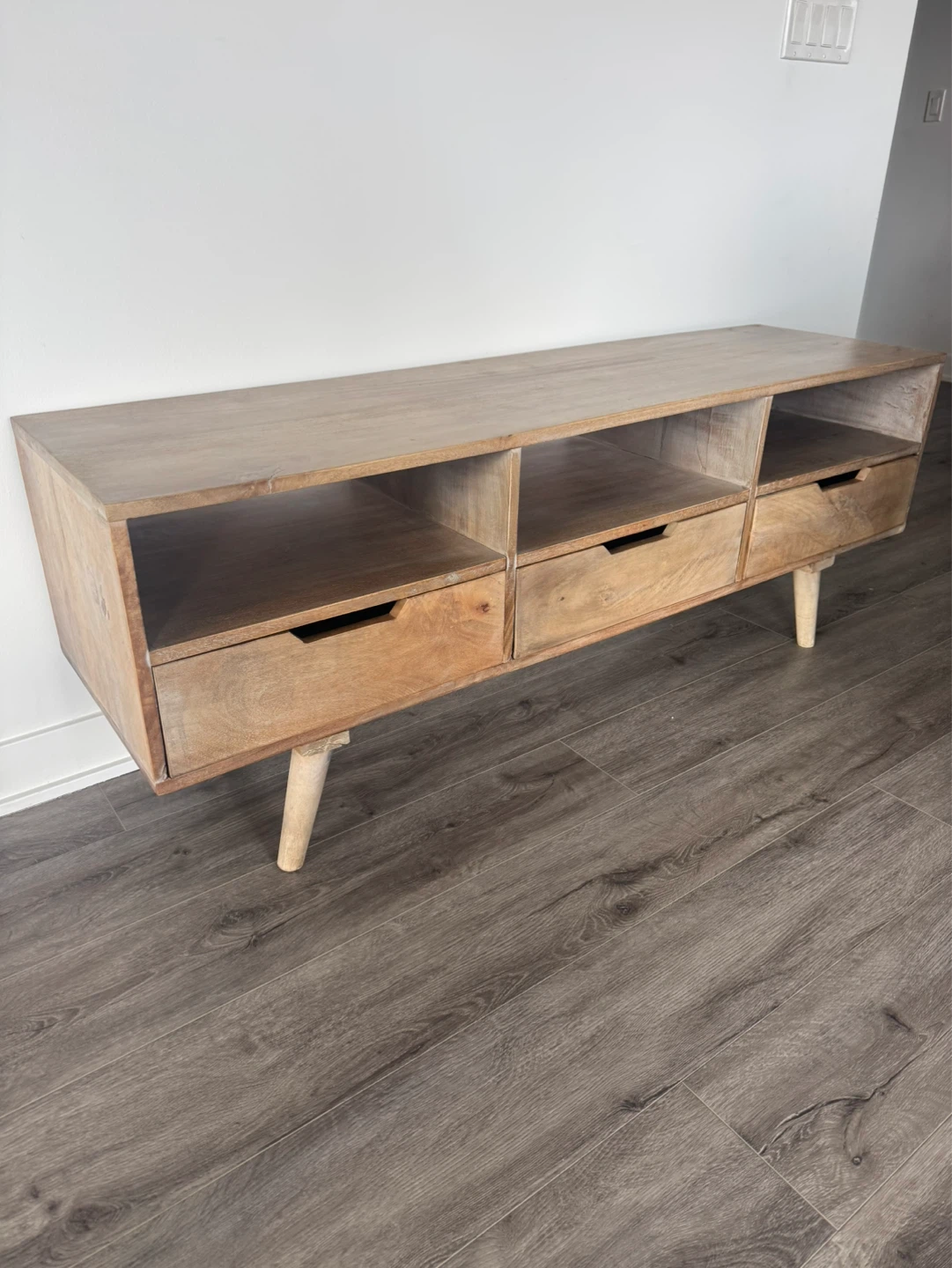 Acacia Wood TV console with 3 drawers - photo 2