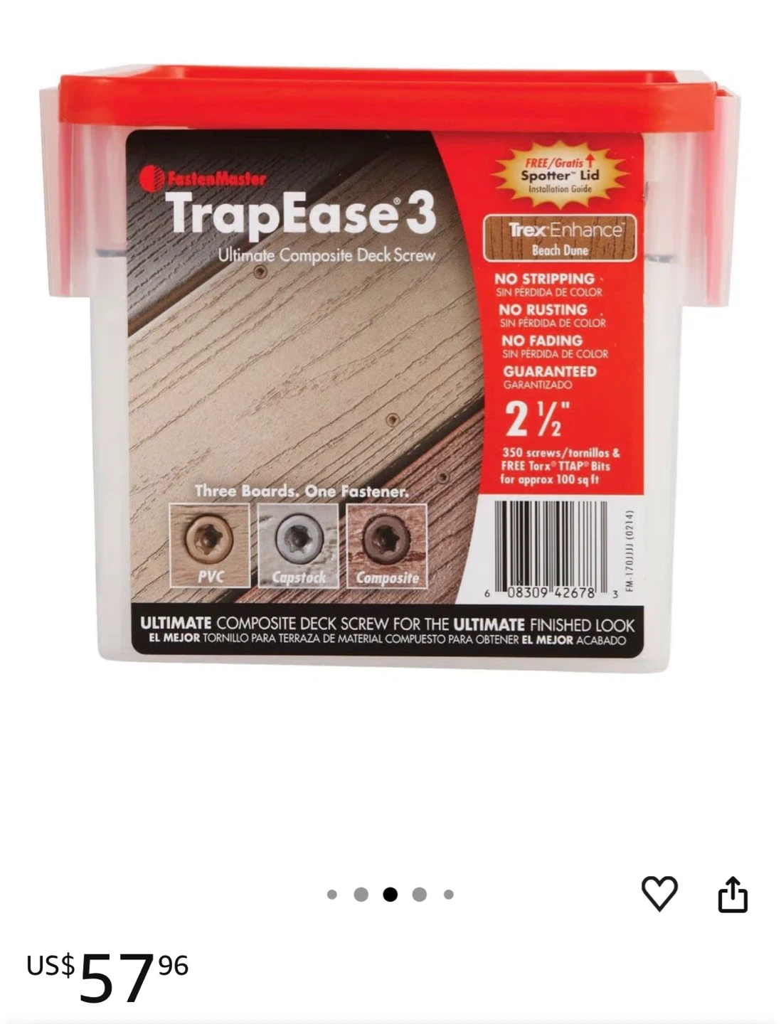 FastenMaster TrapEase 3 Composite Deck Screws 2 1/2" - photo 2