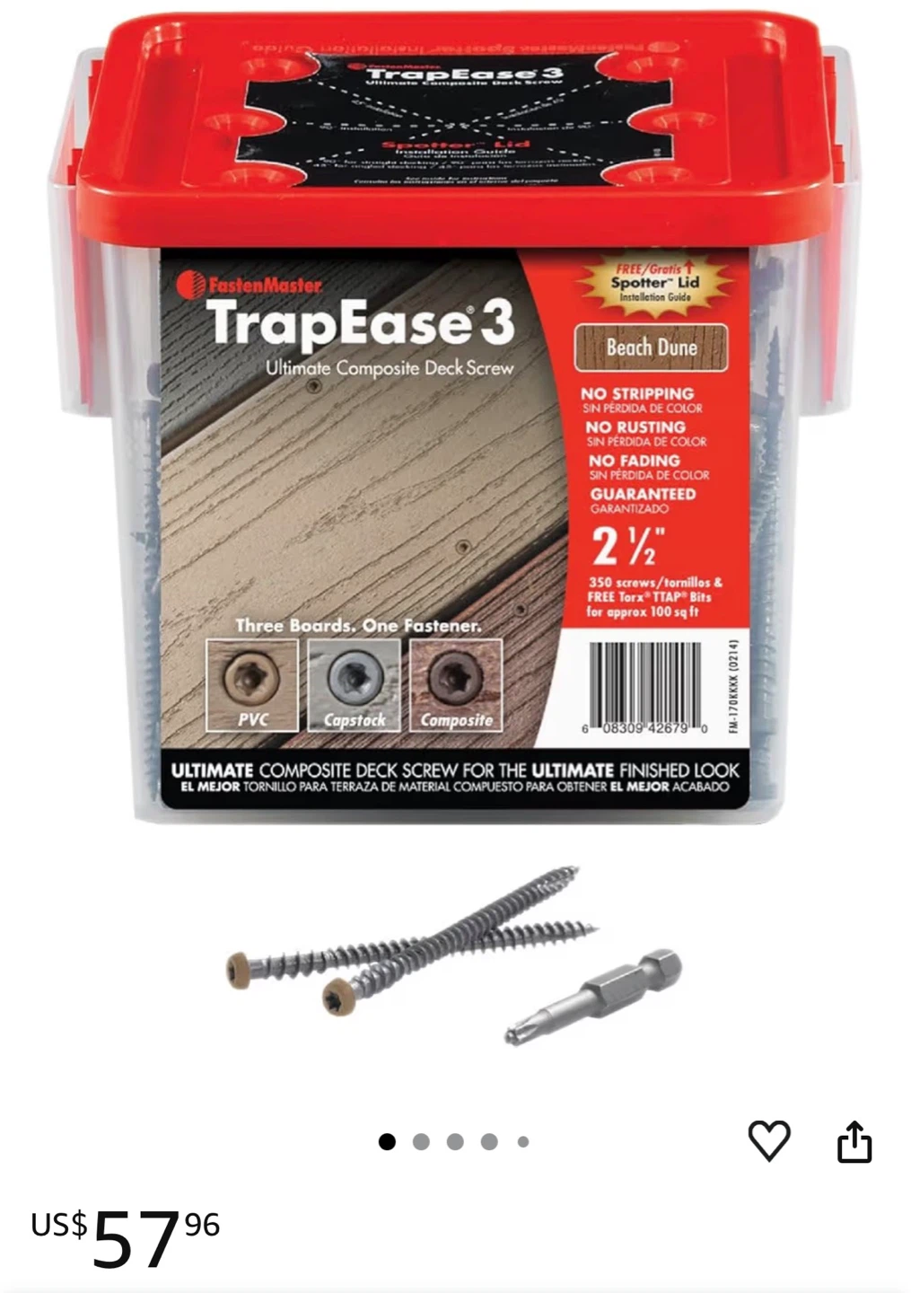 FastenMaster TrapEase 3 Composite Deck Screws 2 1/2" - photo 4