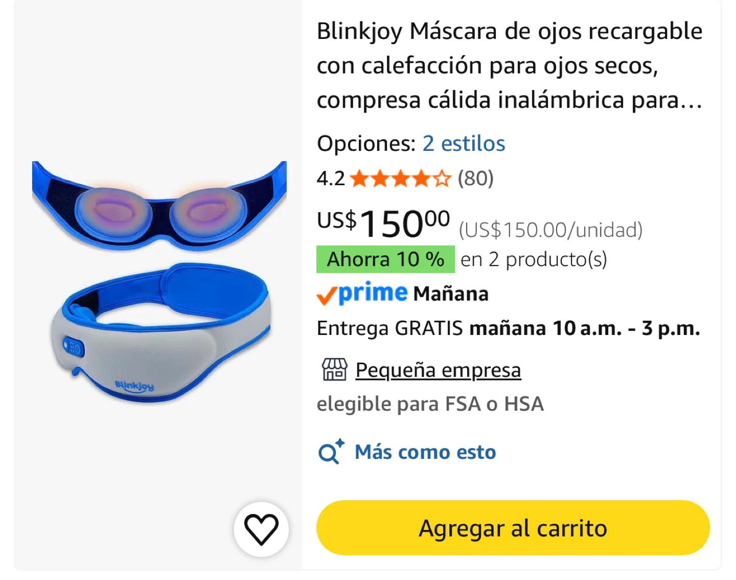 Blinkjoy Rechargeable Heated Eye Mask with Travel Case