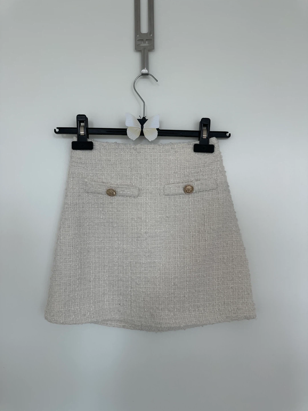 H&M Cream Tweed Mini Skirt - Size 0