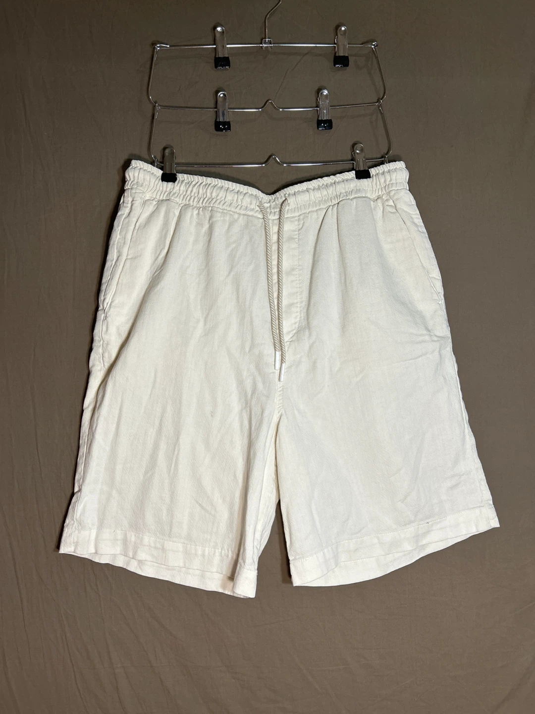 Zara Off-White Elastic Waist Drawstring Shorts - L