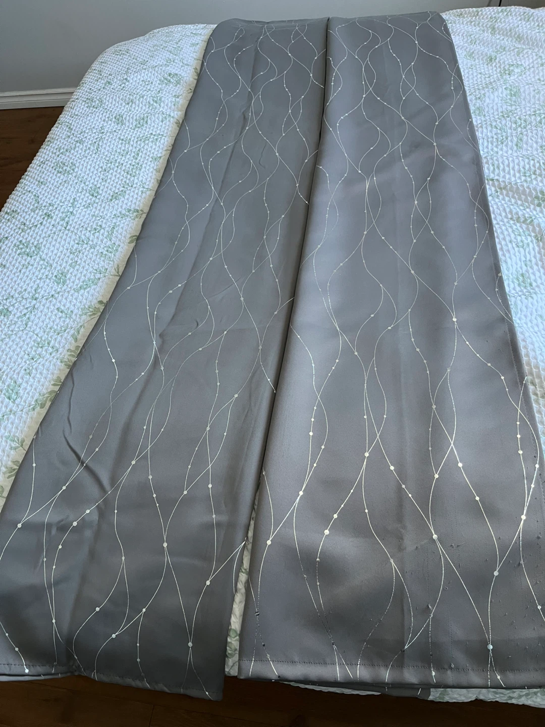 Grey Curtains with White Swirl Pattern - photo 2
