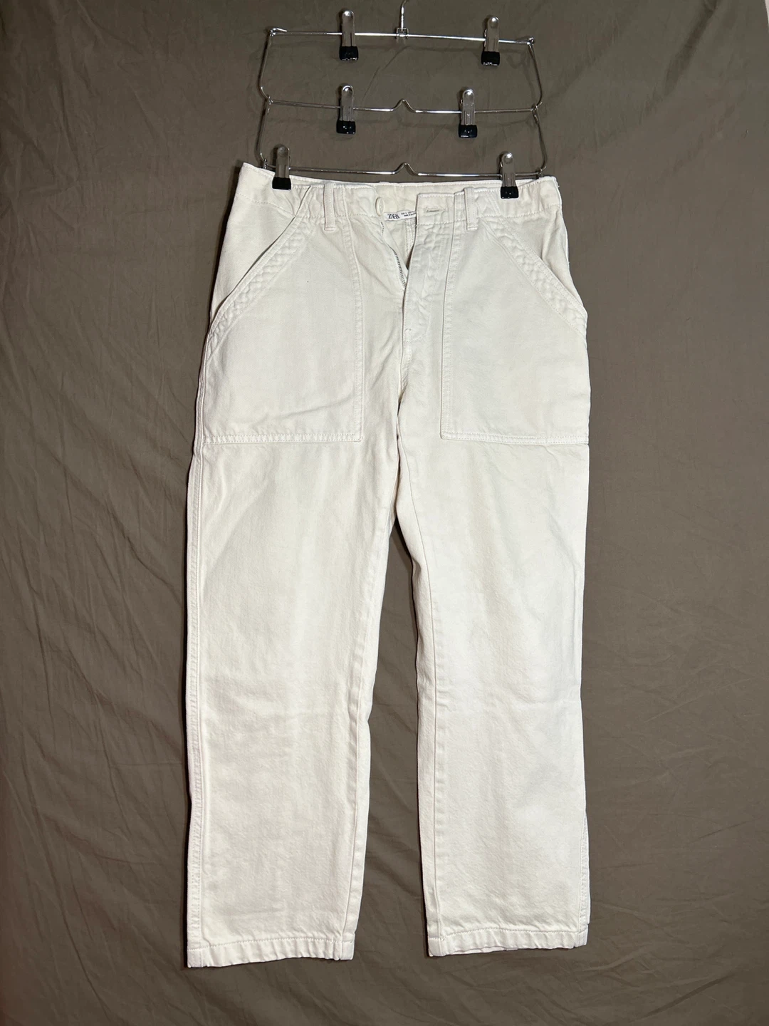 Women ZARA Cream Utility Pants - Size S