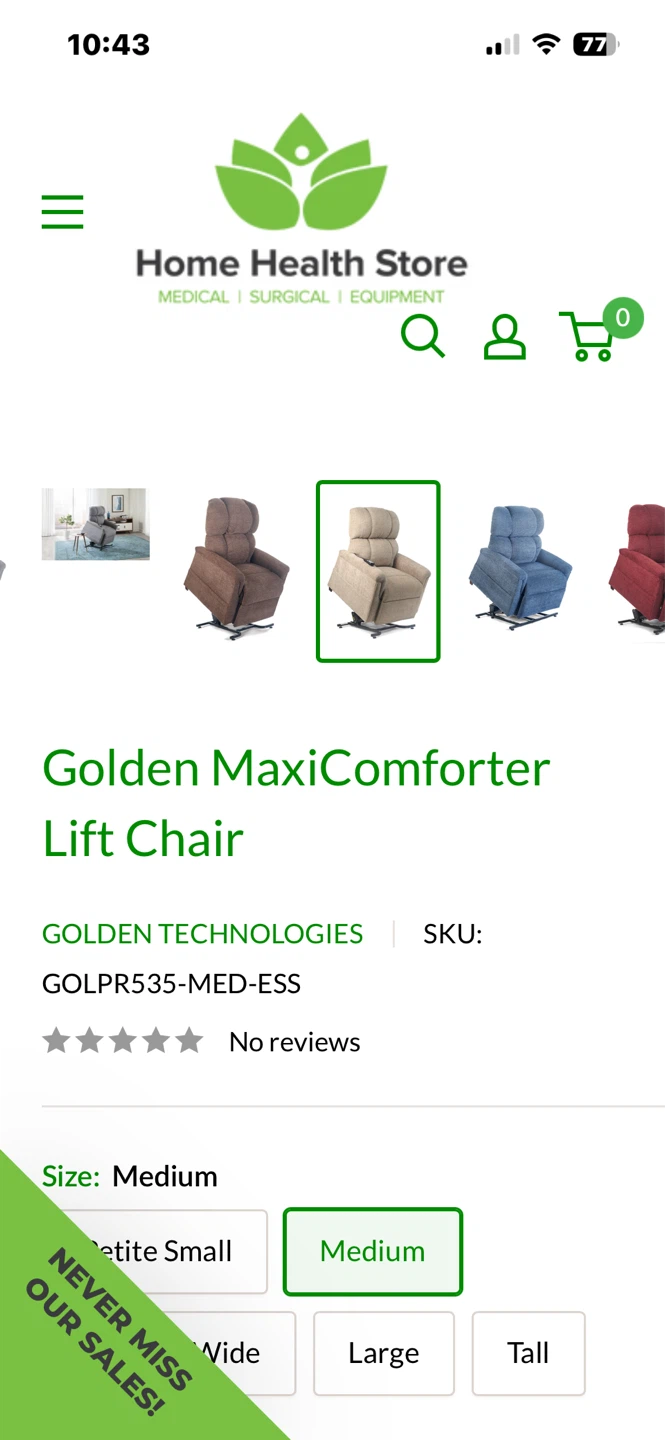 Golden MaxiComfort Medium Lift Chair - Sandstorm - photo 2