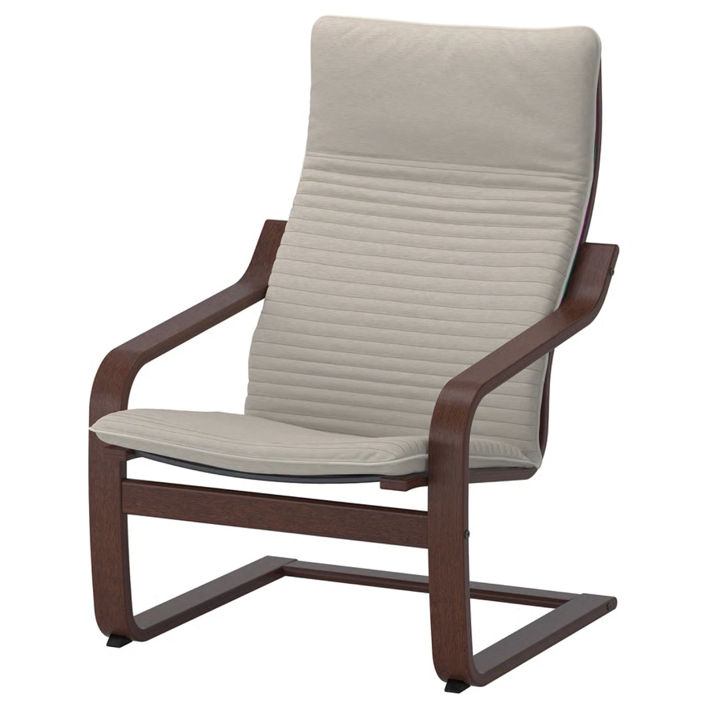 IKEA POÄNG Armchair - Beige Cushion, Dark Brown Wood