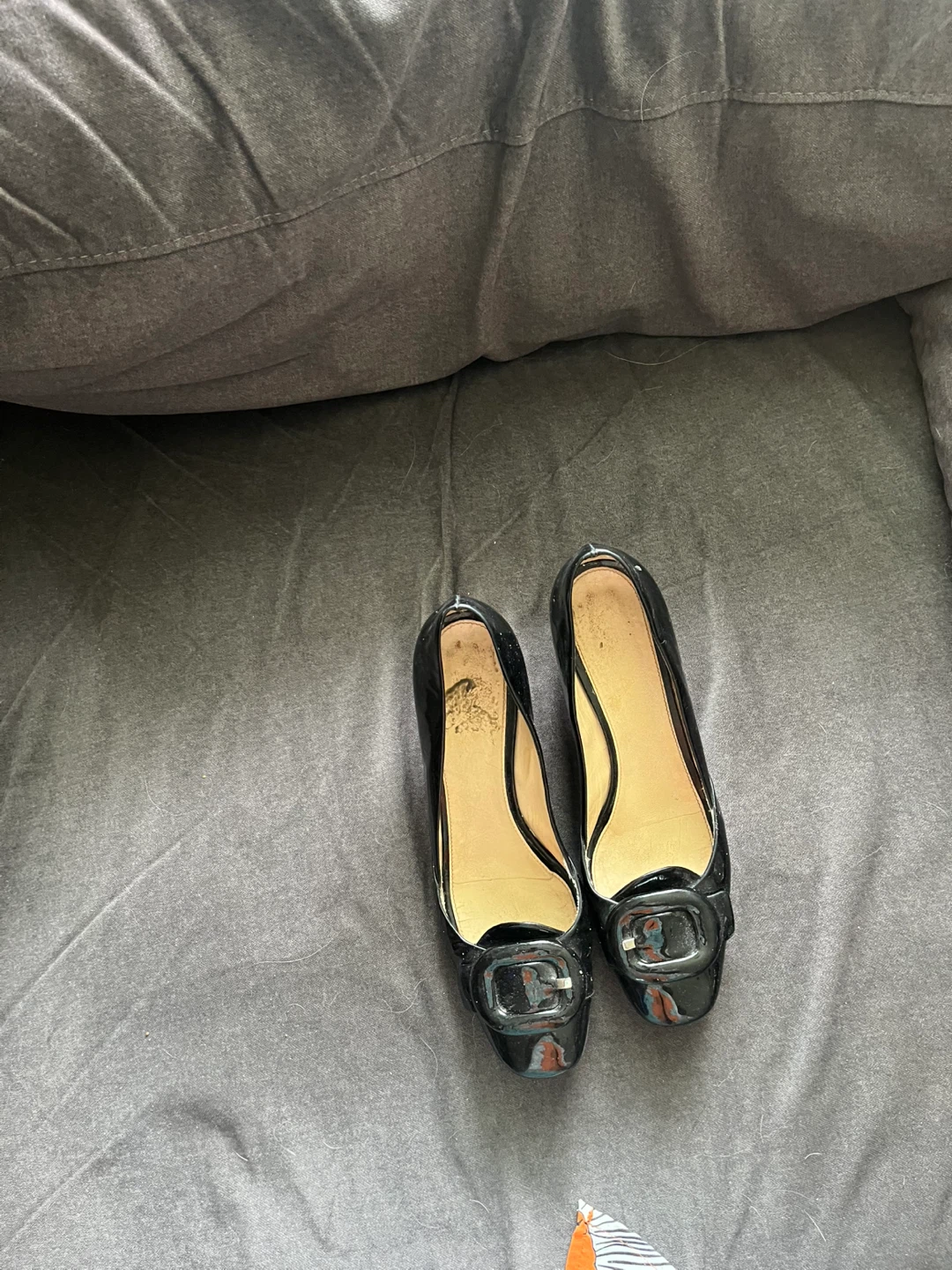 Black Patent Heels with Buckle Detail - photo 2