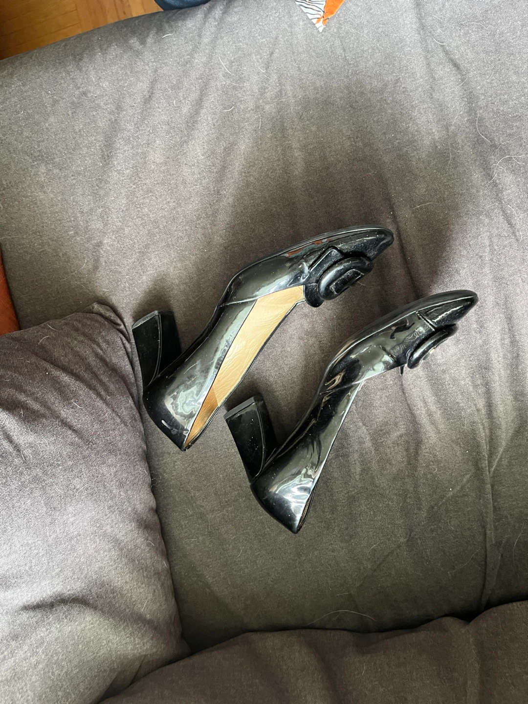 Black Patent Heels with Buckle Detail