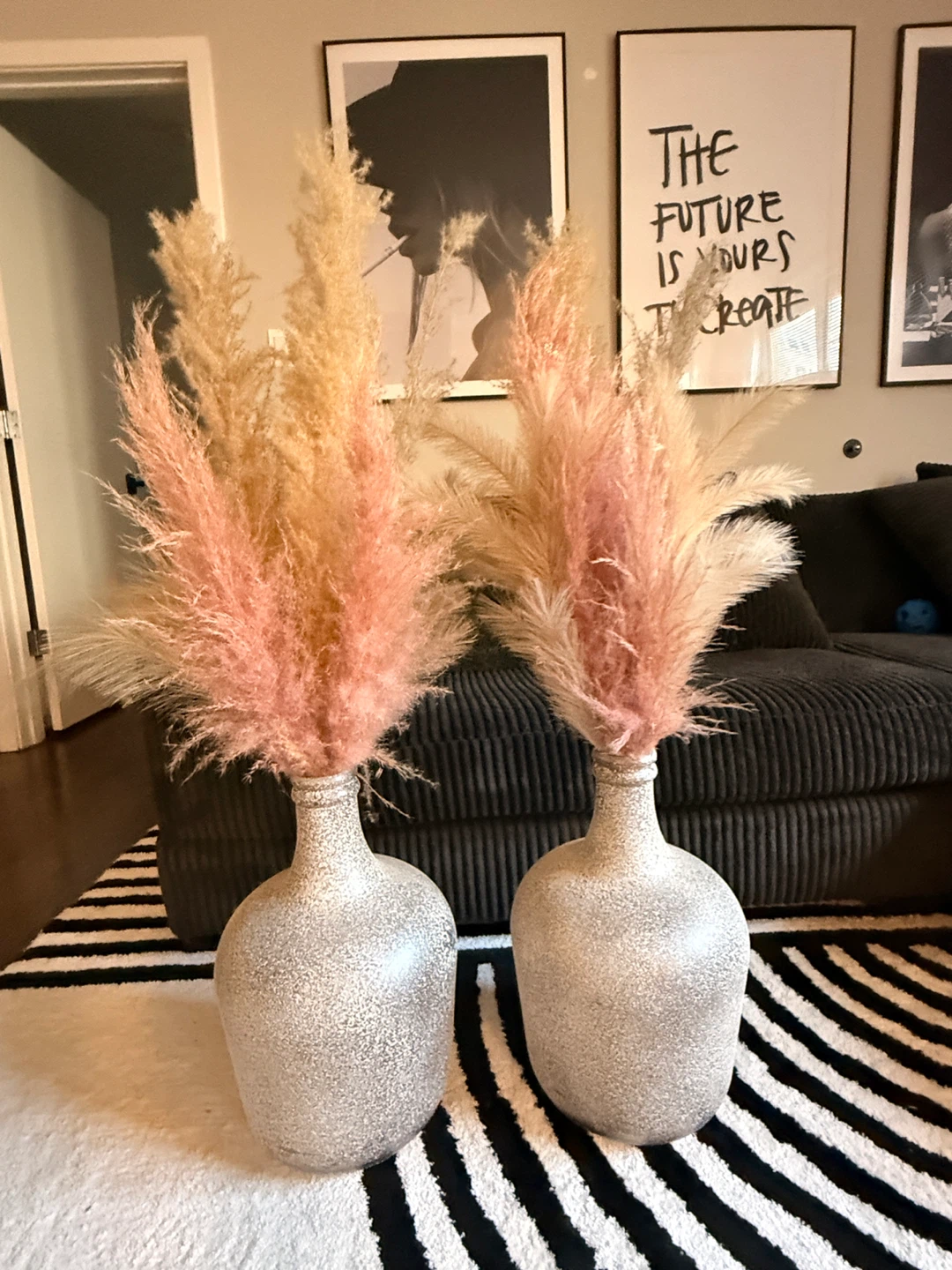 Set of 2 Decorative Vases with Faux Pampas Grass - photo 2