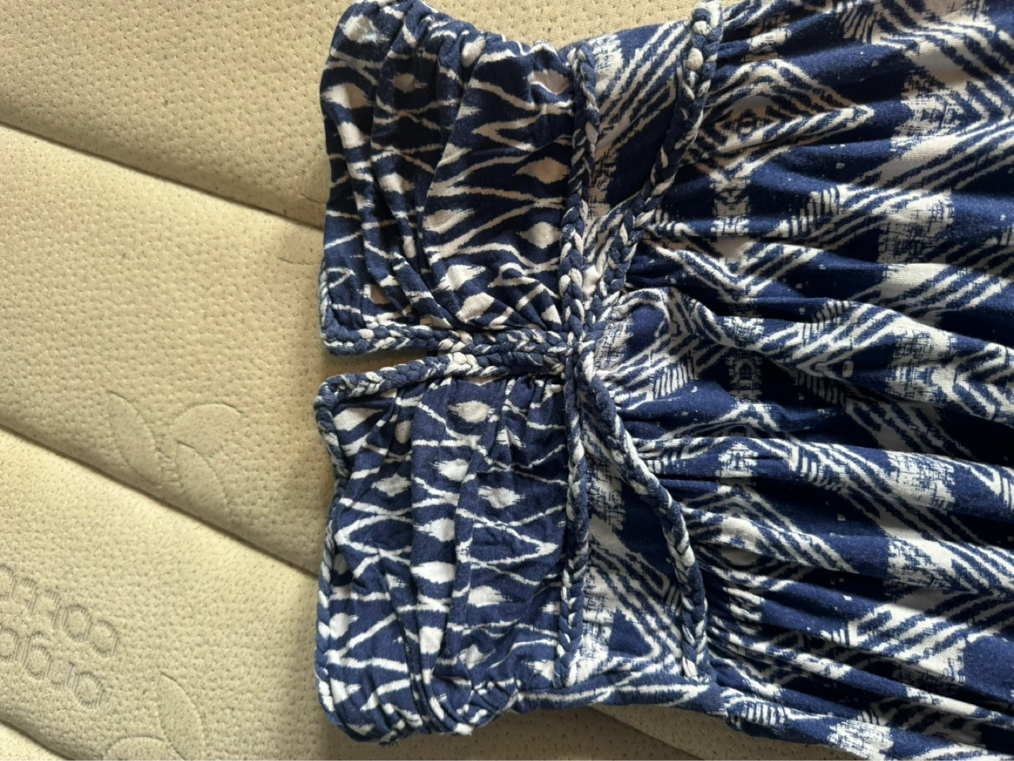 Guess Strapless Maxi Dress XS Blue Geometric Print - photo 3
