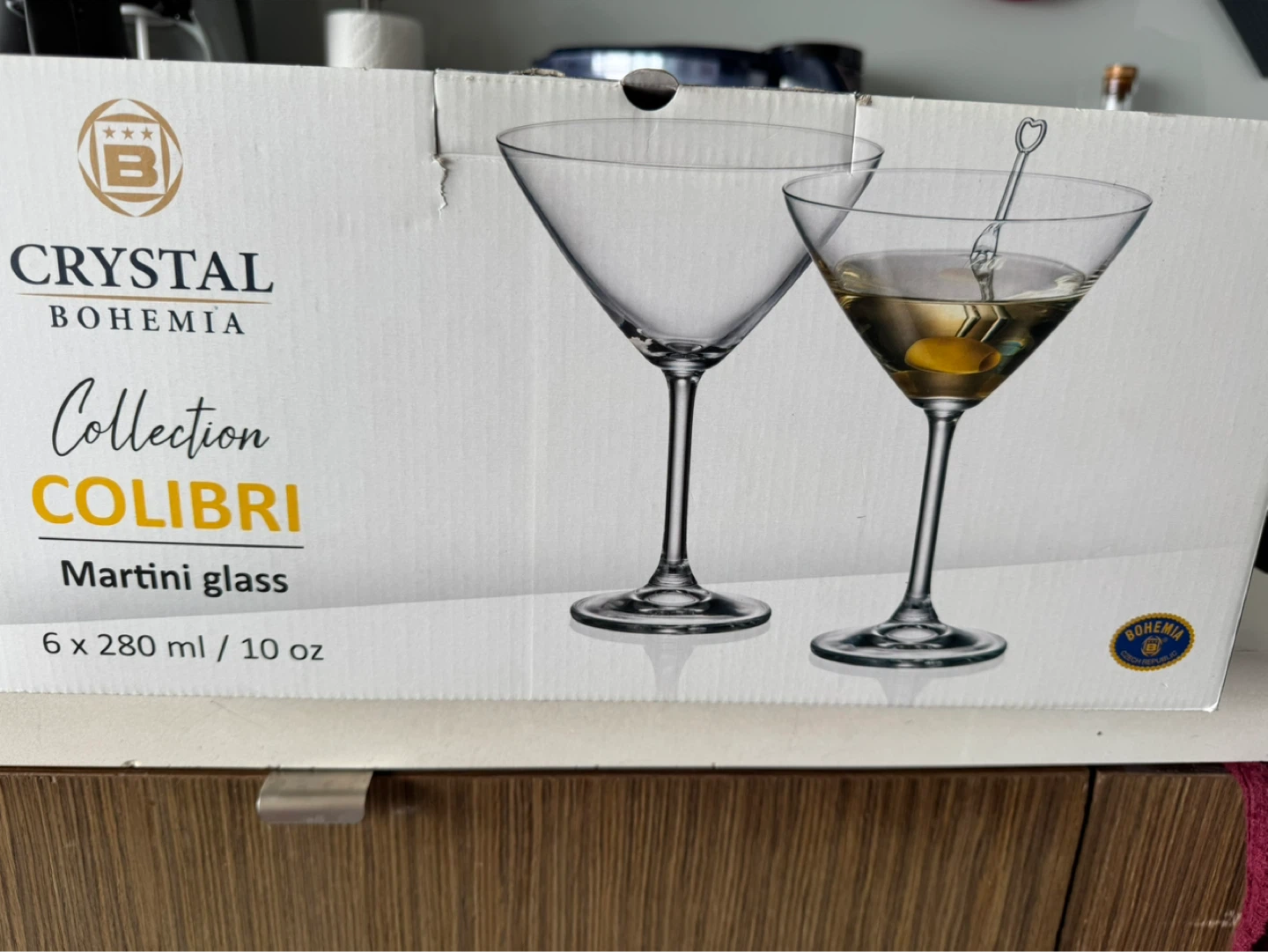 Crystal Bohemia Colibri Martini Glasses Set of 6