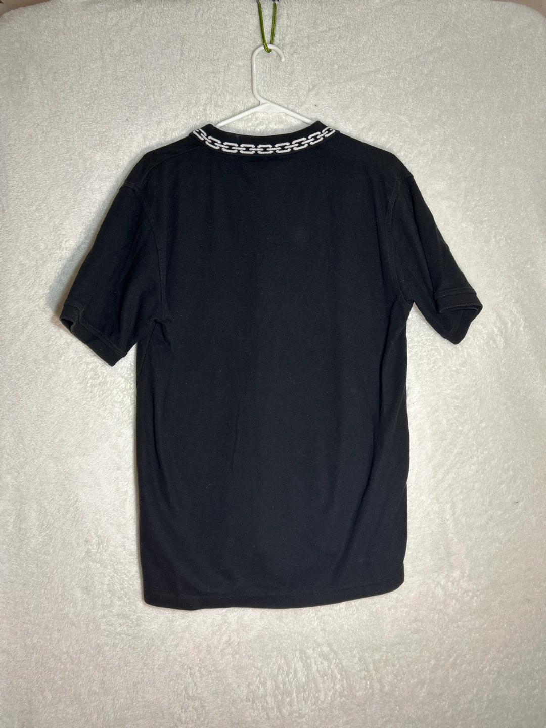 Lurking Class Black Polo Shirt with Chain Detail Collar - Size M - photo 2