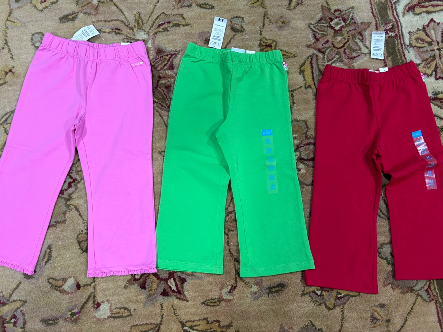 The Children's Place Girls Pants (3 pairs) - Pink, Green, Red - photo 2