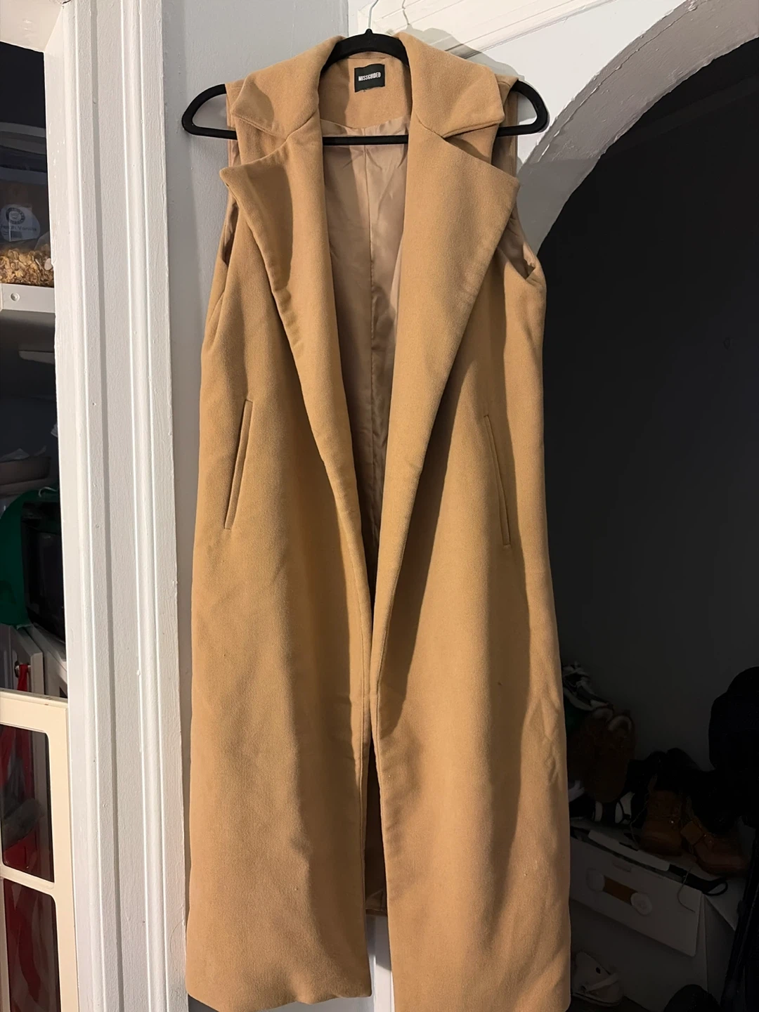 Tan Sleeveless Long Vest