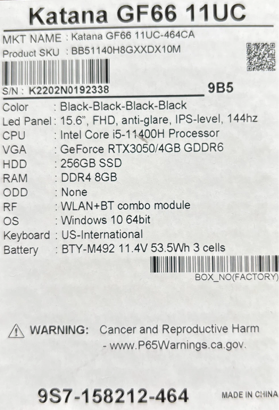 MSI Katana GF66 11UC-464CA Laptop - photo 2