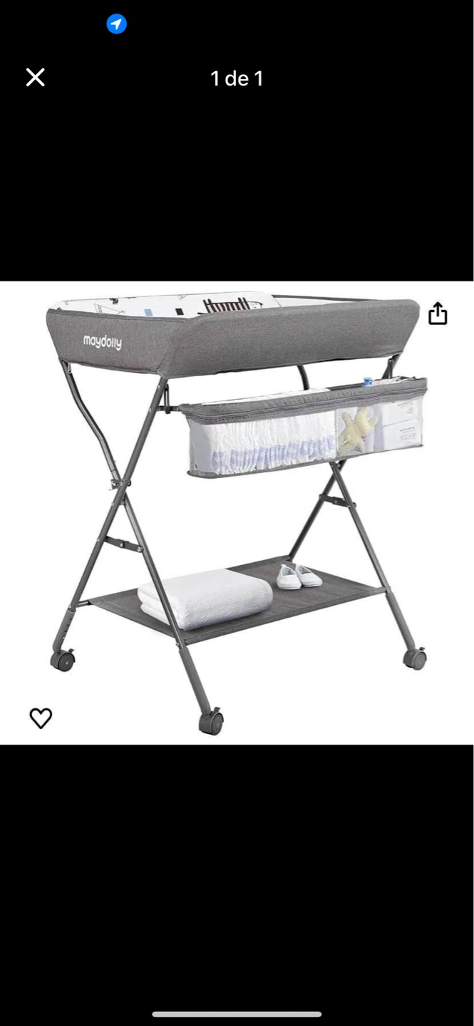 Maydolly Grey Folding Baby Changing Table with Organizer